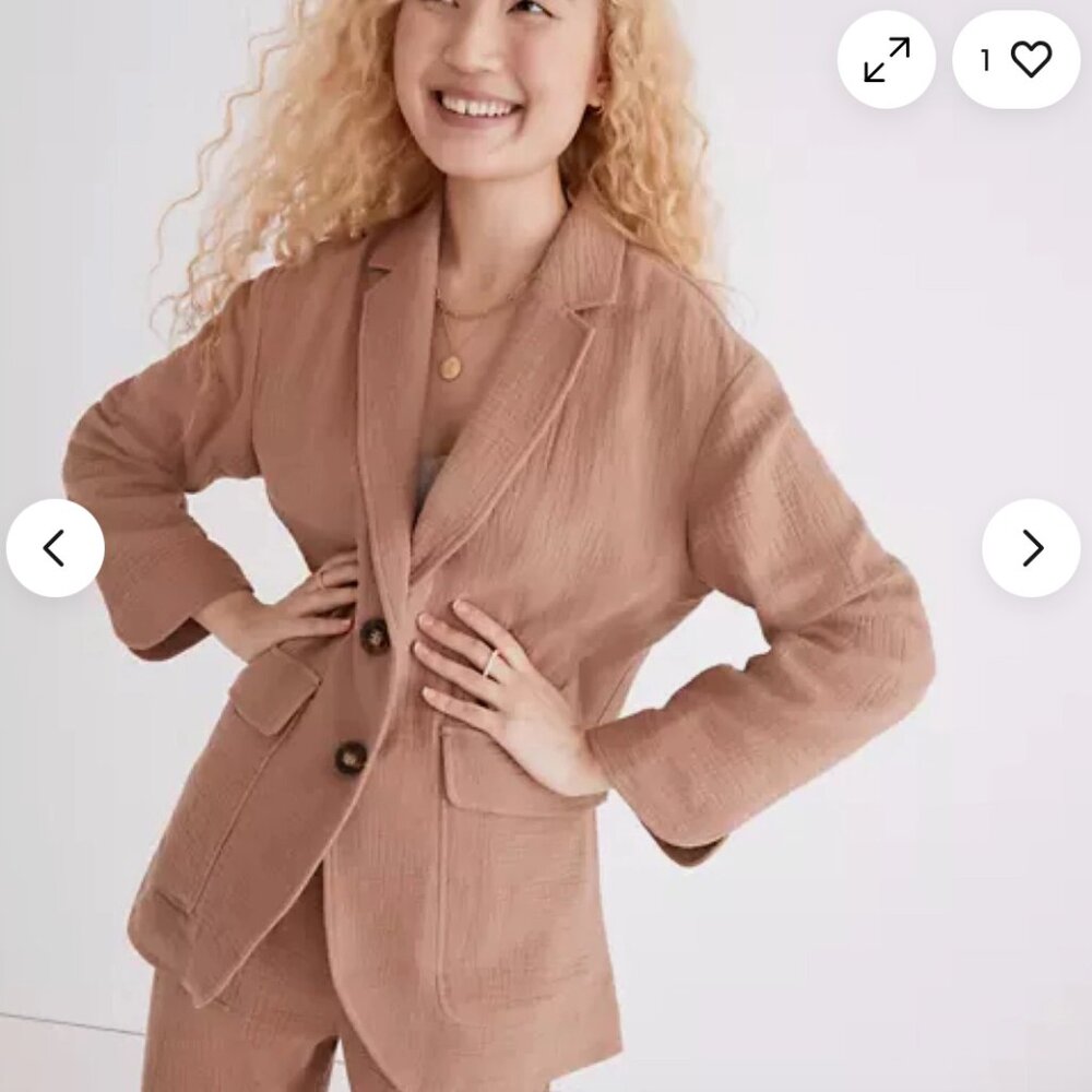 Madewell Cotton Linen Relaxed Larsen Blazer Jacket faded Earth color size S